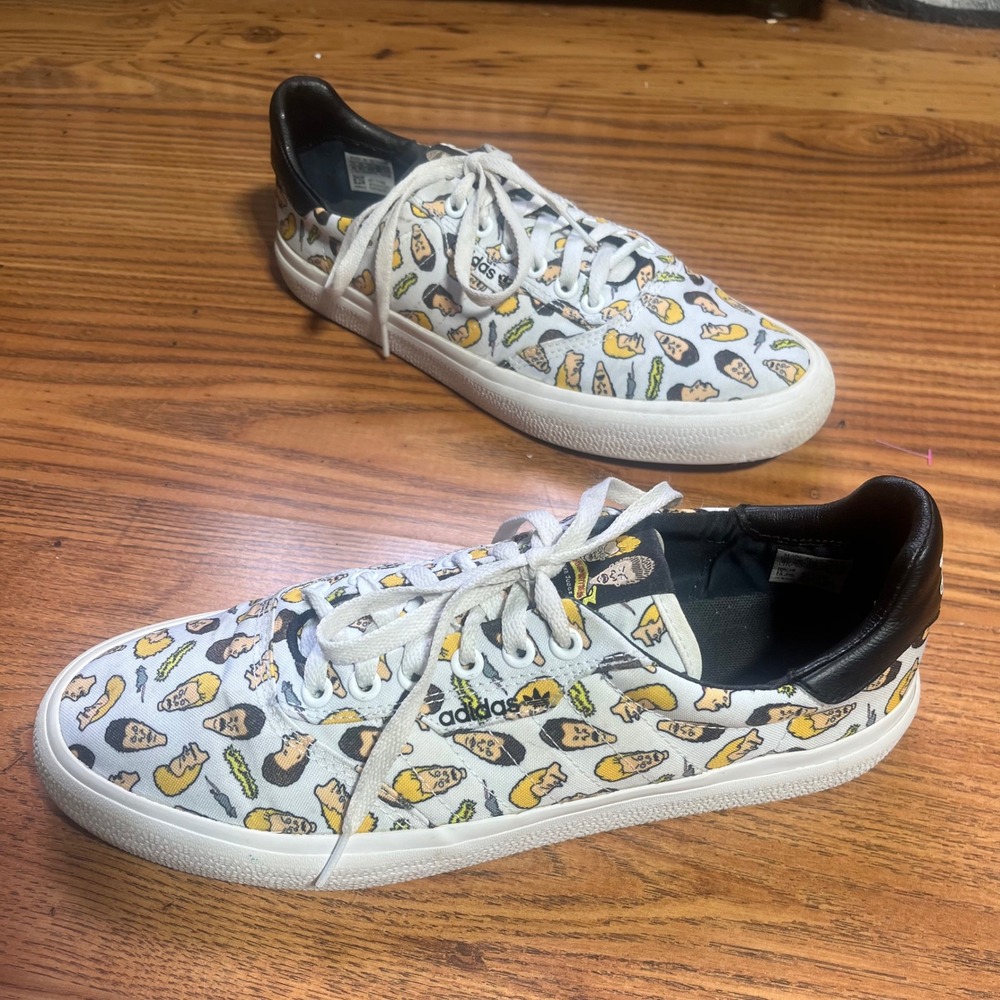 Adidas 3MC Beavis and Butt-Head White Skate Shoes B41932 Mens Low Top Sneakers
